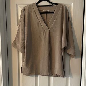 Chic Taupe V-Neck Blouse